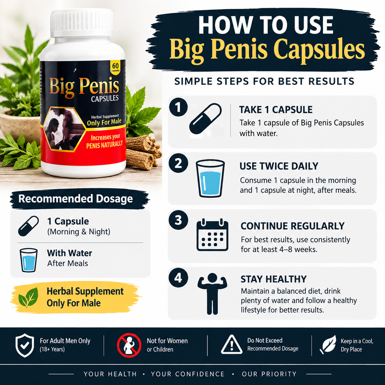 Big Penis Capsules – Herbal Male Wellness Supplement 60 capsule - Image 2